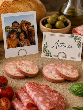 Mortadella Photo & Place Card Holder & Food Label | (Set of 2) Handmade Italian